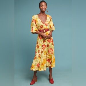 FAITHFULL the brand Yellow Floral Midi Dress